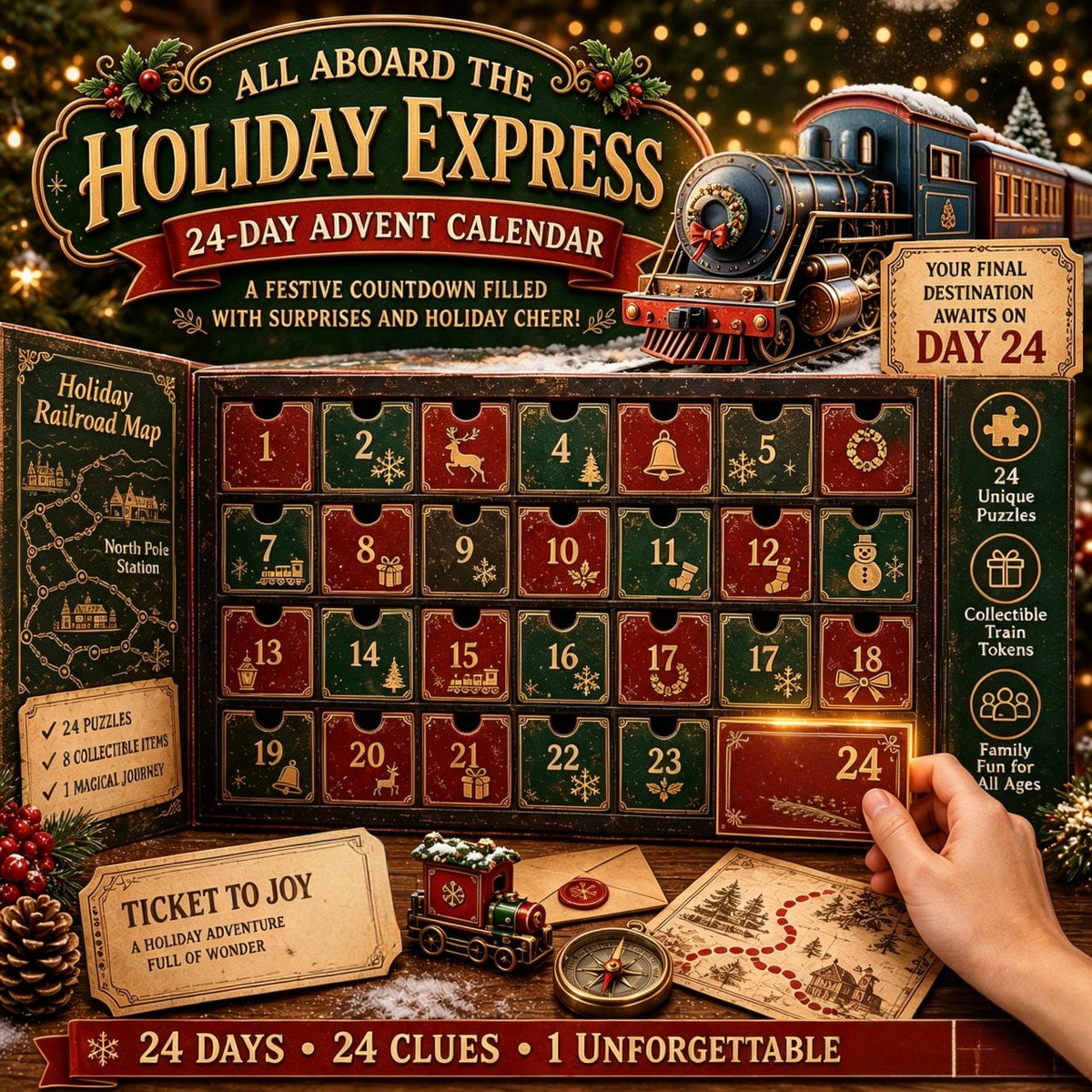 🎄🔎 Mystery Adventure Advent Calendar -24 Days, 24 Clues, One Final Reveal