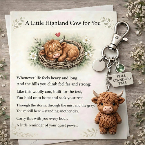 ⏰Hot Sale: Save 49%🐮A Little Highland Cow For You Keychain: Your Daily Reminder of Quiet Strength