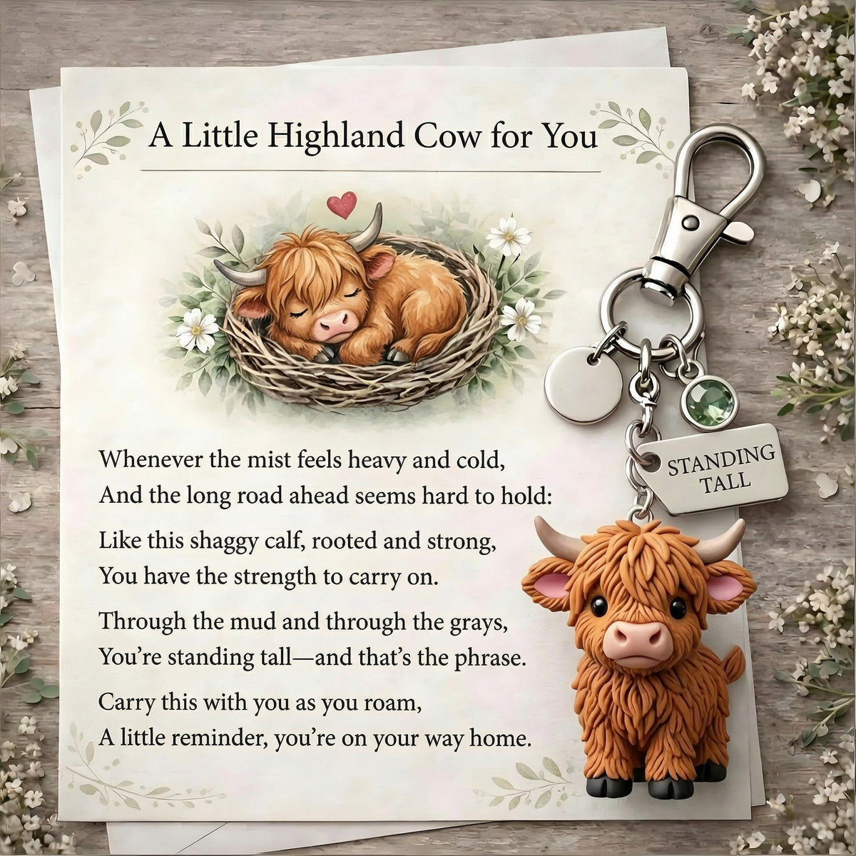 ⏰Hot Sale: Save 49%🐮A Little Highland Cow For You Keychain: Your Daily Reminder of Quiet Strength