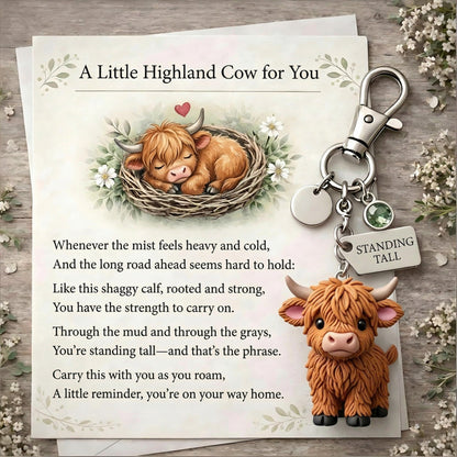 ⏰Hot Sale: Save 49%🐮A Little Highland Cow For You Keychain: Your Daily Reminder of Quiet Strength