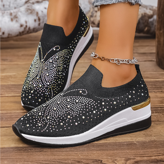 Women's Rhinestone Butterfly Slip-On Sneakers