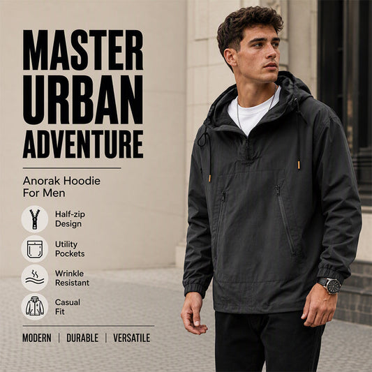 Men's Casual Windproof Hooded Anorak Jacket